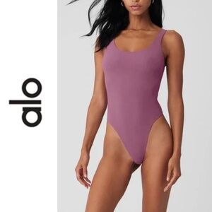 ALO YOGA | Purple Mesh Sheer Illusion Bodysuit | S